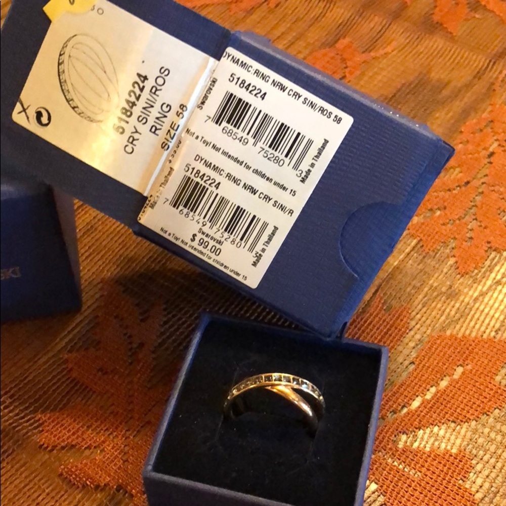 Swarovski crystal rose gold and chocolate ring